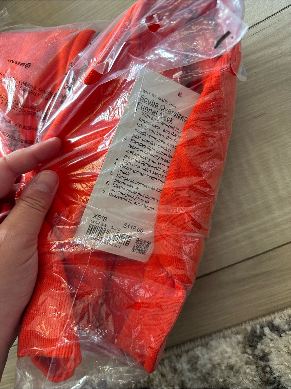 lululemon athletica Bright Orange Zip-Up Funnel neck oversized